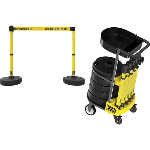 Chariot de transport avec plateau pour barri&egrave;re PLUS, 75' lo, M&eacute;tal, Jaune MAS Chibougamau