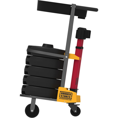 PLUS Barrier Post Cart Kit with Tray, 75' L, Metal, Red MAS Chibougamau