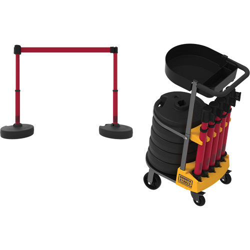 Chariot de transport avec plateau pour barri&egrave;re PLUS, 75' lo, M&eacute;tal, Jaune MAS Chibougamau