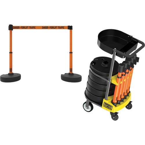 Chariot de transport avec plateau pour barri&egrave;re PLUS, 75' lo, M&eacute;tal, Orange MAS Chibougamau