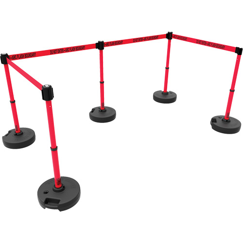 Ensemble de cinq montants pour barri&egrave;re PLUS, Plastique, 42" h, Ruban Rouge, Longueur du ruban 15' MAS Chibougamau