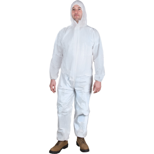 Hooded Coveralls, Medium, White, Microporous MAS Chibougamau
