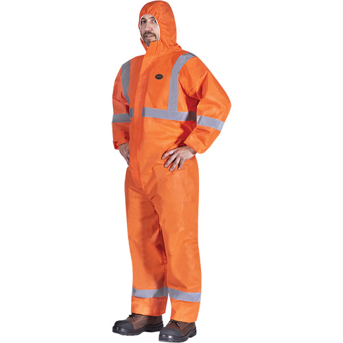 2077 Hooded Coveralls with Reflective Tape, Small, Orange, SMS MAS Chibougamau