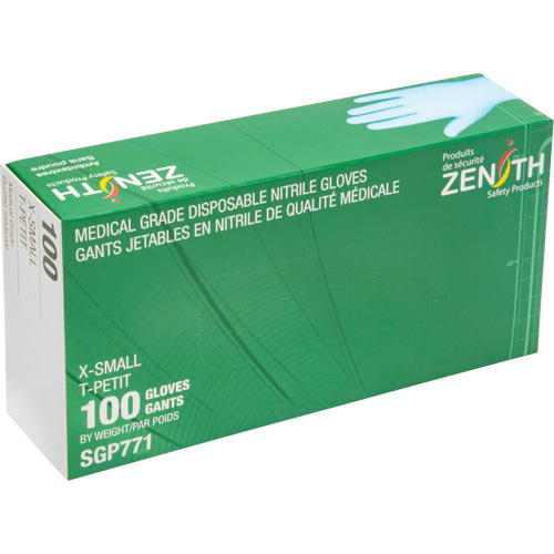 Puncture-Resistant Medical-Grade Disposable Gloves, X-Small, Nitrile, 4.5-mil, Powder-Free, Blue, Class 2 MAS Chibougamau