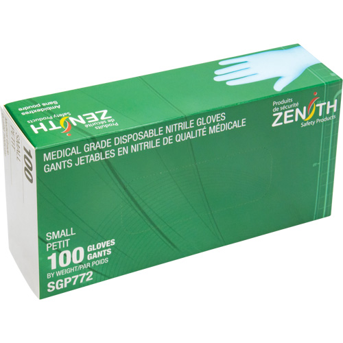 Gants jetables de calibre m&eacute;dical r&eacute;sistants &agrave; la perforation, Petit, Nitrile, 4,5 mils, Sans poudre, Bleu, Classe 2 MAS Chibougamau