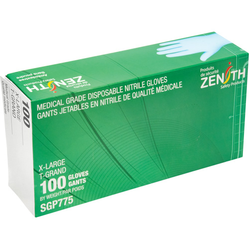 Gants jetables de calibre m&eacute;dical r&eacute;sistants &agrave; la perforation, T-Grand, Nitrile, 4,5 mils, Sans poudre, Bleu, Classe 2 MAS Chibougamau