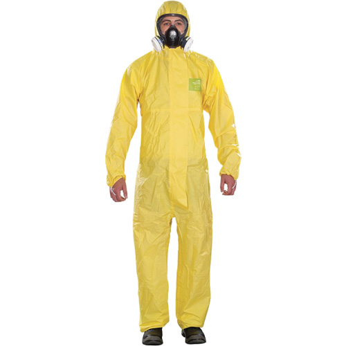 Microchem&reg; Medium-Duty Disposable Coveralls, Small, Yellow, Polypropylene MAS Chibougamau
