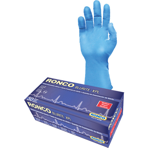Gants d'examen BLURITE XPL, Petit, Nitrile, 8 mils, Sans poudre, Bleu, Classe 2 MAS Chibougamau