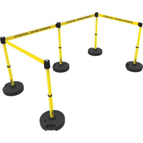 Ensemble de montants pour barri&egrave;re Plus, Plastique, 42" h, Ruban Jaune, Longueur du ruban 15' MAS Chibougamau