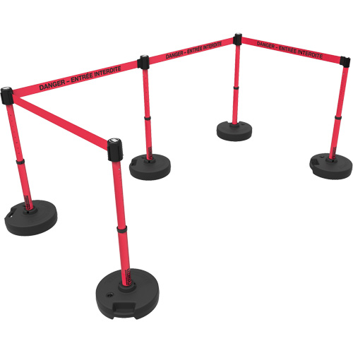 Ensemble de montants pour barri&egrave;re Plus, Plastique, 42" h, Ruban Rouge, Longueur du ruban 15' MAS Chibougamau