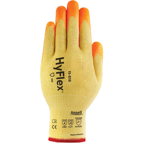 Gants haute visibilit&eacute; r&eacute;sistants aux coupures HyFlex, Taille 6, Calibre 13, Rev&ecirc;tement Mousse de nitrile, Enveloppe en Acier inoxydable/Kevlar/Spandex, ASTM ANSI niveau A5/EN 388 niveau E MAS Chibougamau