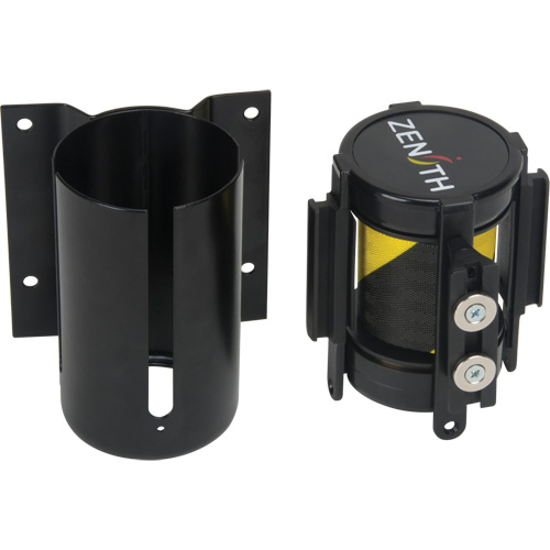Wall Mount Barrier with Magnetic Tape, Steel, Screw Mount, 7', Black and Yellow Tape MAS Chibougamau