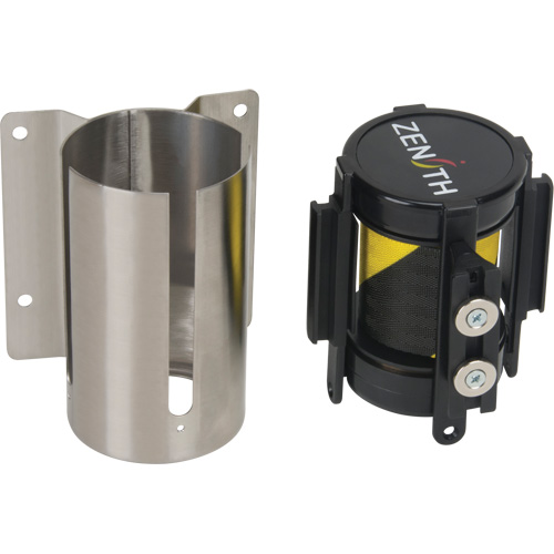 Wall Mount Barrier with Magnetic Tape, Steel, Screw Mount, 7', Black and Yellow Tape MAS Chibougamau