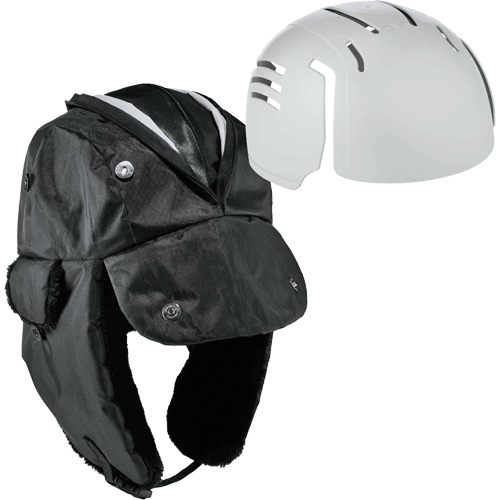 Chapeau de trappeur avec fermeture &agrave; glissi&egrave;re et casque antichoc &agrave; ins&eacute;rer N-Ferno, Doublure en Polyur&eacute;thane/Satin, Moyen/Petit, Noir MAS Chibougamau