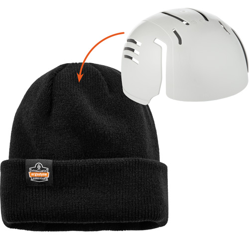 Tuque en tricot c&ocirc;tel&eacute; avec fermeture &agrave; glissi&egrave;re et casque antichoc &agrave; ins&eacute;rer N-Ferno, Taille unique, Noir MAS Chibougamau