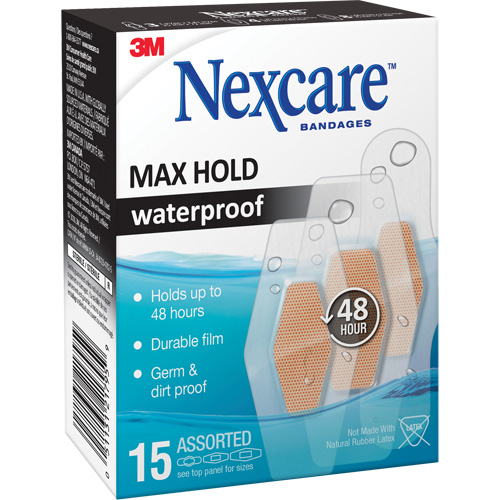 Nexcare Max-Hold Waterproof Bandages, Assorted, Plastic, Sterile MAS Chibougamau