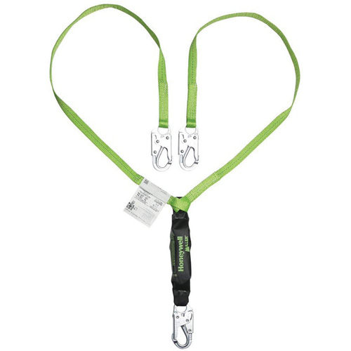 Miller&reg; HP Shock-Absorbing Lanyard, 4', Locking Snap Hook Center, Locking Snap Hook Leg Ends, Polyester MAS Chibougamau