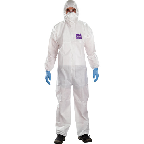 Alphatec Microchem Coveralls with Collar, Large, White, SMS MAS Chibougamau