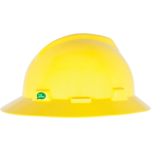 Casque de s&eacute;curit&eacute; &agrave; bord complet V-Gard GREEN avec fentes, R&eacute;pond aux normes CSA type 1, Suspension Rochet MAS Chibougamau