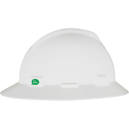 Casque de s&eacute;curit&eacute; &agrave; bord complet V-Gard GREEN avec fentes, R&eacute;pond aux normes CSA type 1, Suspension Rochet MAS Chibougamau