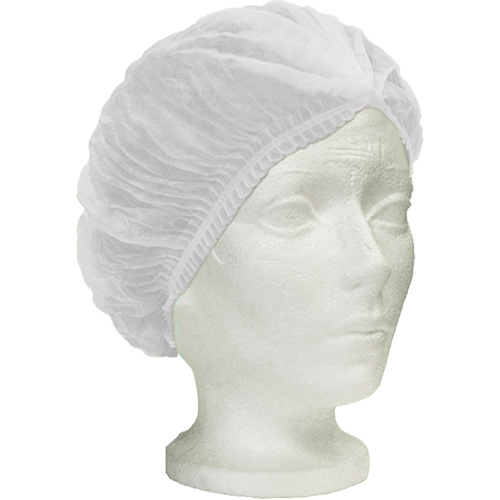 Ronco Care Pleated Bouffant Cap, Polypropylene, 24", White MAS Chibougamau