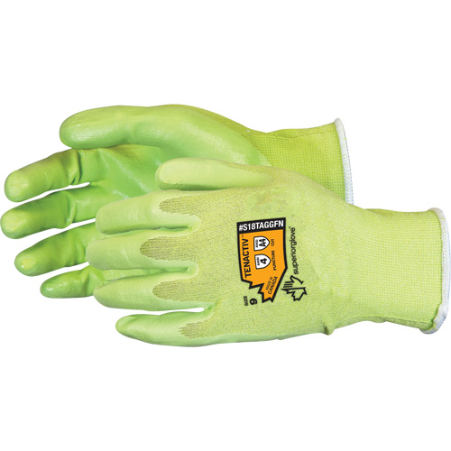 Gants &agrave; haute visibilit&eacute; en fibre de filament composite r&eacute;sistants aux coupures, Taille 5, Calibre 18, Rev&ecirc;tement Mousse de nitrile, Enveloppe en TenActiv, ANSI/ISEA 105 niveau 4 MAS Chibougamau