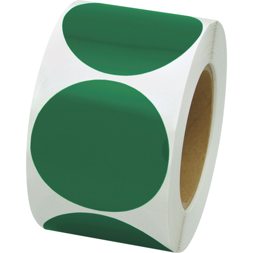 Pastilles de marquage color&eacute;es, Cercle, 3" lo x 3" la, Vert, Vinyle MAS Chibougamau
