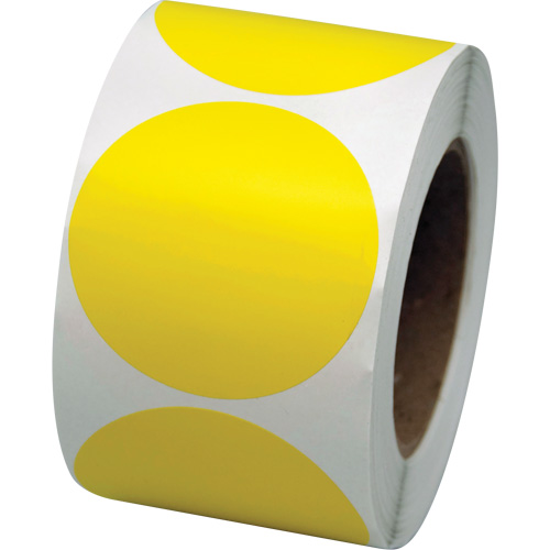 Pastilles de marquage color&eacute;es, Cercle, 3" lo x 3" la, Jaune, Vinyle MAS Chibougamau