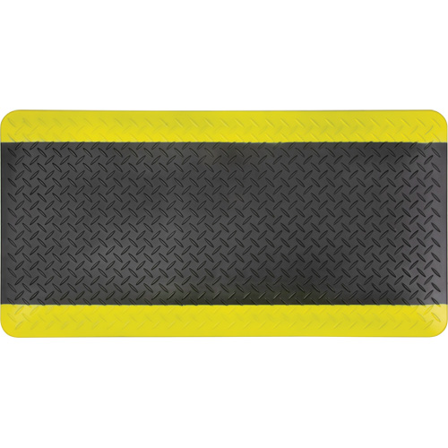 Anti-Fatigue Matting, Diamond, 1-2/3' x 3-1/4' x 3/4", Black/Yellow, Polyurethane MAS Chibougamau