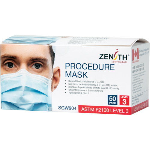 Disposable Procedure Face Masks, ASTM F2100 Level 3, Class 1 MAS Chibougamau