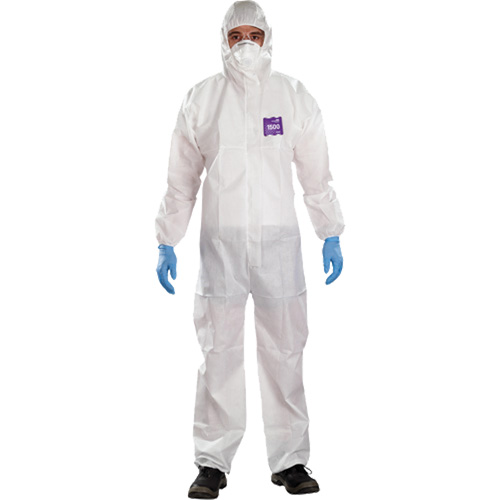 Combinaison 3 pi&egrave;ces avec capuchon AlphaTec Microchem r&eacute;sistant aux produits chimiques, 2T-Grand, Blanc MAS Chibougamau