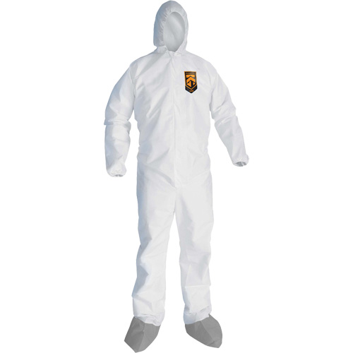 Combinaison de protection contre les liquides et les particules A45 KleenGuard avec sabot antid&eacute;rapant, Grand, Gris/Blanc, Micropore MAS Chibougamau