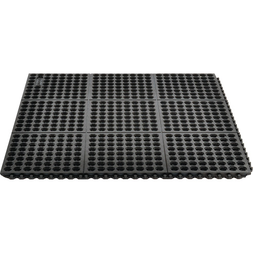 Tapis antifatigue &agrave; imbrication Cushion-Ease 550, &agrave; fentes, 3' x 3' x 3/4", Noir, Caoutchouc MAS Chibougamau