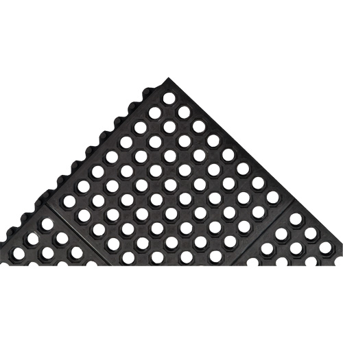 Tapis antifatigue &agrave; imbrication Cushion-Ease 550, &agrave; fentes, 3' x 3' x 3/4", Noir, Caoutchouc MAS Chibougamau