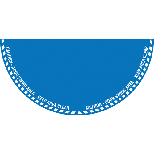 "Caution" Half Circle Swing Door Floor Sign, Adhesive, English with Pictogram MAS Chibougamau