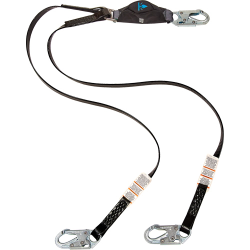 Anti-Corrosion Energy Absorbing Lanyard, 6', Snap Hook Center, Snap Hook Leg Ends, Polyester MAS Chibougamau