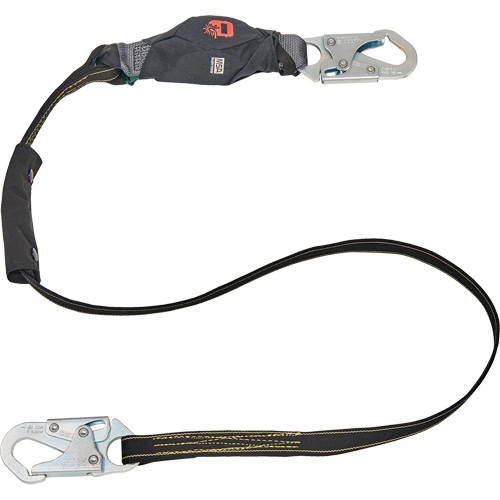 Anti-Corrosion Energy Absorbing Lanyard, 6', Rebar Hook Center, Snap Hook Leg Ends, Polyester MAS Chibougamau