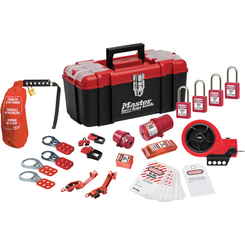 Trousse de cadenassage avec cadenas en thermoplastique de qualit&eacute; sup&eacute;rieure Zenex, Ensemble &eacute;lectrique, 21 composants compris MAS Chibougamau