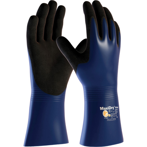 Gants r&eacute;sistant aux produits chimiques et aux coupures ATG MaxiDry Plus, Grand, R&ecirc;vetement Nitrile, Enveloppe en Nylon/&eacute;lasthanne MAS Chibougamau