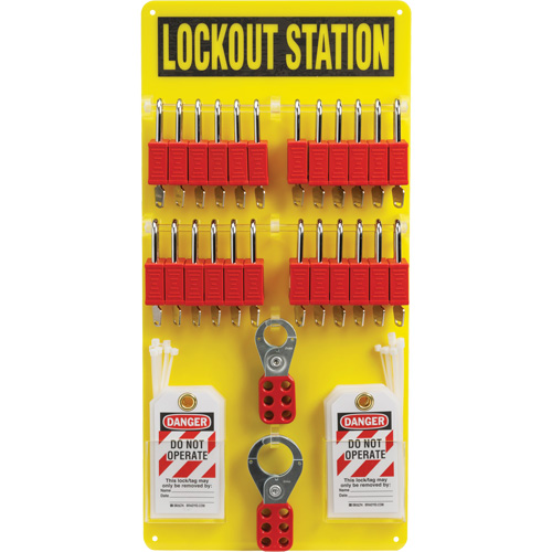 Lockout Board with Keyed Different Nylon Safety Lockout Padlocks, Plastic Padlocks, 24 Padlock Capacity, Padlocks Included MAS Chibougamau