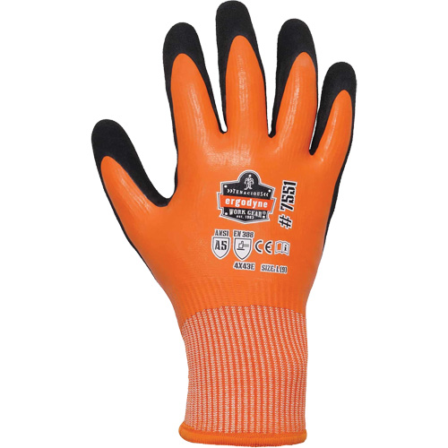 Gants de travail enduits et r&eacute;sistant &agrave; la coupe pour l'hiver ProFlex 7551, Taille Petit, Calibre 10/13, Rev&ecirc;tement Nitrile/Latex de caoutchouc, Enveloppe en PEHP, ASTM ANSI niveau A5/EN 388 niveau E MAS Chibougamau