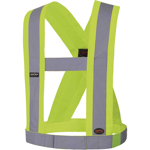 5492 4" Wide Adjustable Safety Sash, Meets/Exceeds CSA Z96 Class 2 - Level 2, High Visibility Lime-Yellow, Silver Reflective Colour, One Size MAS Chibougamau