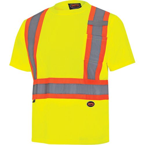 6991 Bird's-Eye Safety Shirt, Polyester, 3X-Large, High Visibility Lime-Yellow MAS Chibougamau