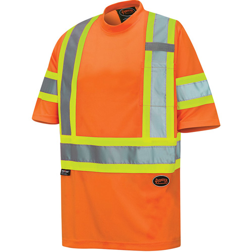 6970 Bird's-Eye Safety T-Shirt, Polyester, X-Small, High Visibility Orange MAS Chibougamau