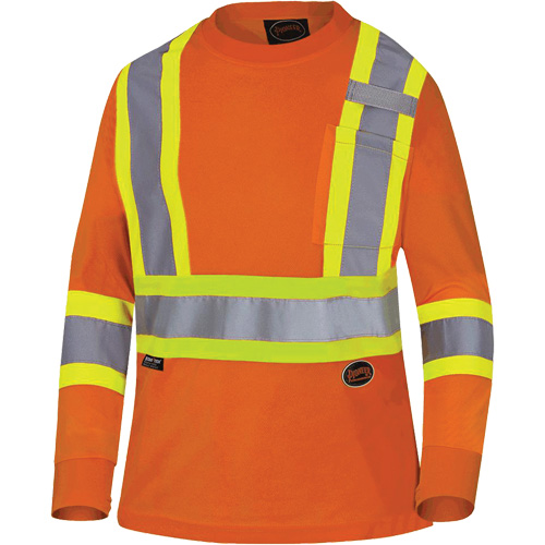 6968 Bird's-Eye Women's Safety T-Shirt, Polyester, X-Small, High Visibility Orange MAS Chibougamau