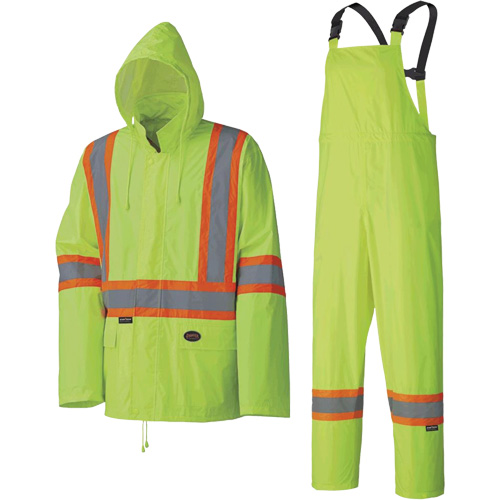 5599 Lightweight Waterproof Rain Suit, Polyester/PVC, X-Small, High Visibility Lime-Yellow MAS Chibougamau