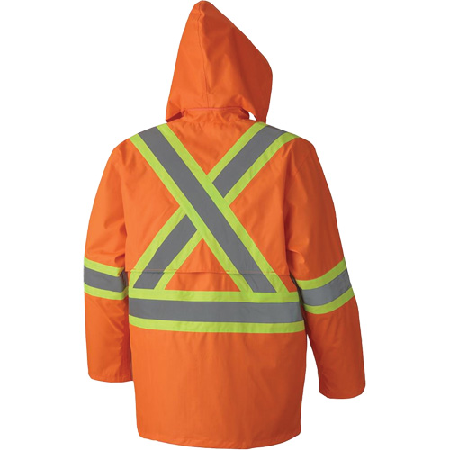 5608 210D Waterproof Rain Suit, Polyester/PVC, Small, High Visibility Orange MAS Chibougamau