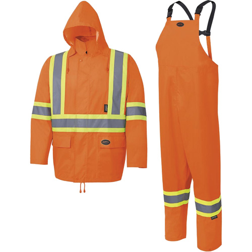 5618 150D Rain Suit, Polyester/Polyurethane, Small, High Visibility Orange MAS Chibougamau