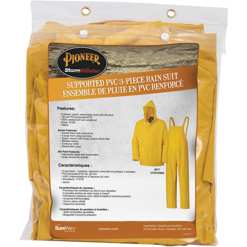577 3-Piece Rain Suit, Polyester/PVC, 6X-Large, Yellow MAS Chibougamau