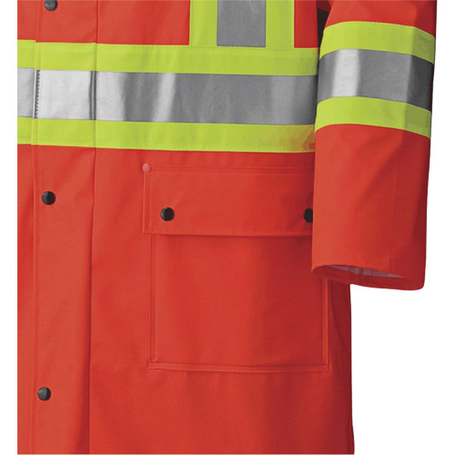 5896 Flame Resistant Waterproof Long Coat, Small, High Visibility Orange MAS Chibougamau